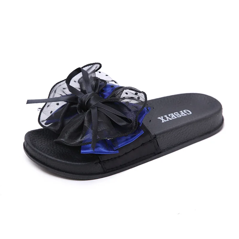 

Shoes House Slippers Platform Low Slides Summer Clogs Woman Fashion Butterfly-Knot Soft Beach Luxury Flat Butterfly-knot Fabric