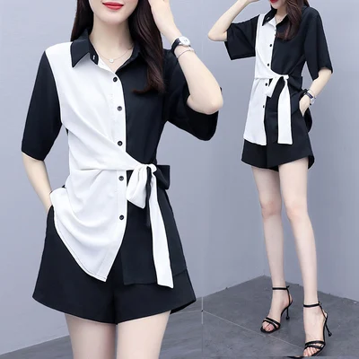 

Комплект из двух предметов в Корейском стиле: шорты, женские комплекты со штанами, офисные женские комплекты из 2 предметов, женские костюмы,...