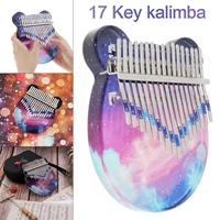 17 key kalimba crystal thumb piano c tune painted starry sky elk mini mbira keyboard instruments with eva storage case for gift