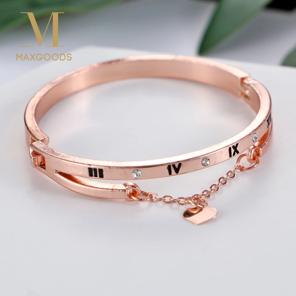 Женский браслет из нержавеющей стали под розовое золото с подвеской в виде