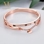 Женский браслет из нержавеющей стали под розовое золото, с подвеской в виде сердца