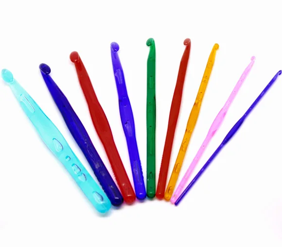 

1Set (9PCs/Set) Acrylic Crochet Hook Random Color DIY Kniting Needles Cusp Crochet Hooks For Crafts Clothing Shoes15cm Long