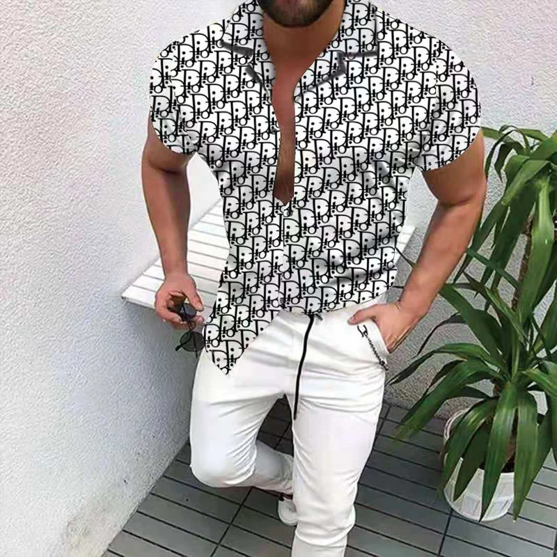 

2021 Hot Men Clothing Fashion Shirts Brand Summer Men's Shirt Casual Printed Hawaiian Shirt Short Sleeve Loose Male Blouse Tops