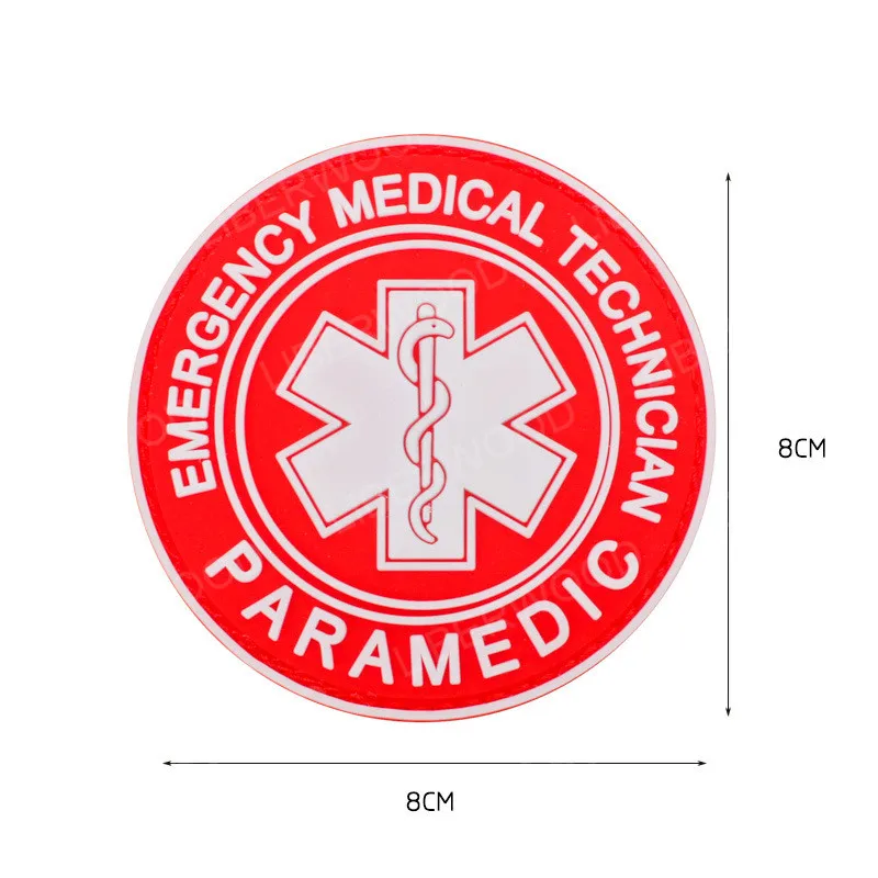ПВХ патч EMS медик EMT тактический боевой дух Армии патч звезда жизни аварийный медицинский техник фельдшер нашивки значки - Цвет: red