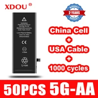 50pcs xdou battery for iphone 5 5g 1440mah repair replaced 100 cobalt china cell usa cable 1000 cycles for apple iphone5 5g aa