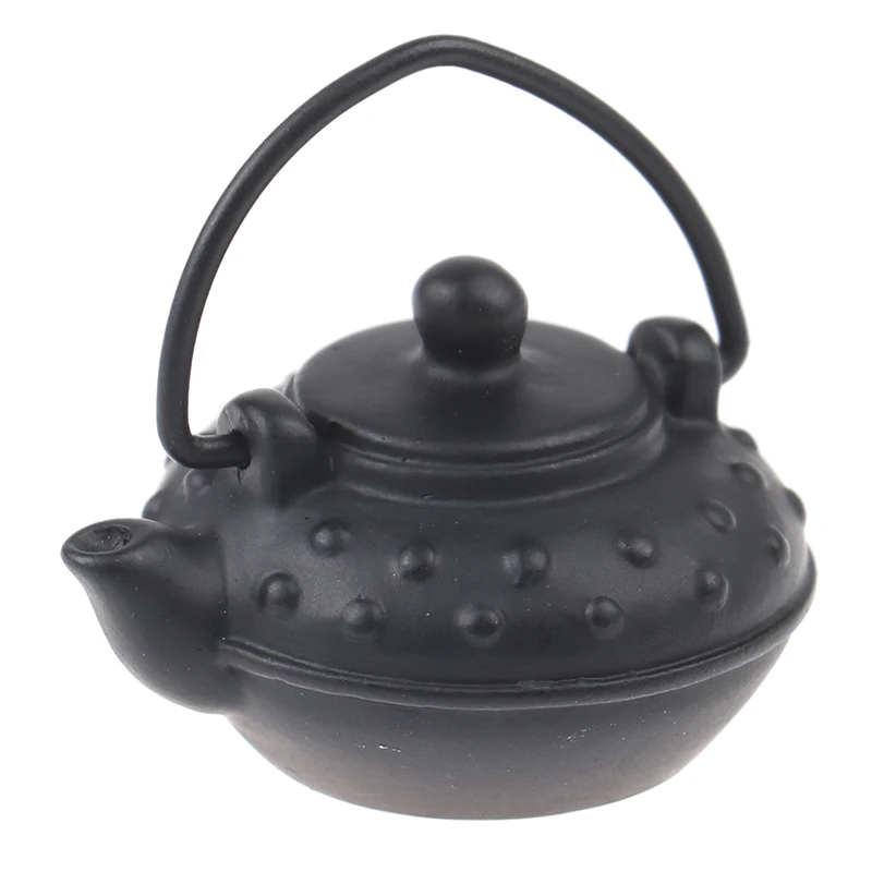 

1PCS 1/12 Doll House Black Iron Kettle Simulation Teapot Model Toys