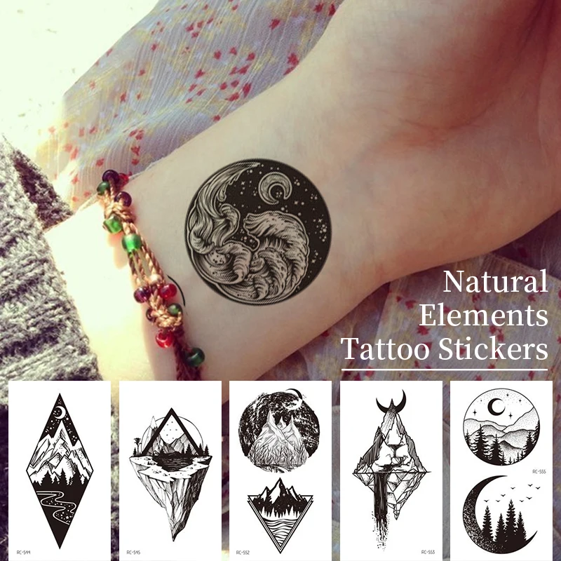 Татуировка стикер сосна рождественское растение черная рука боди-арт перенос