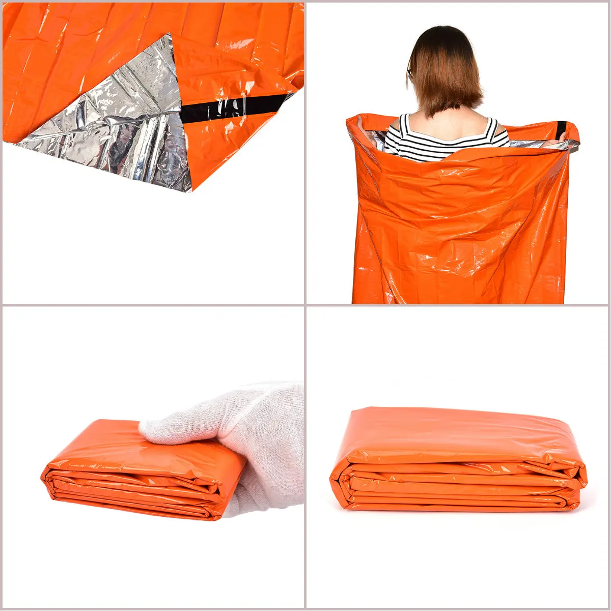 Уличный аварийный спальный мешок оранжевое теплоотражающее одеяло для