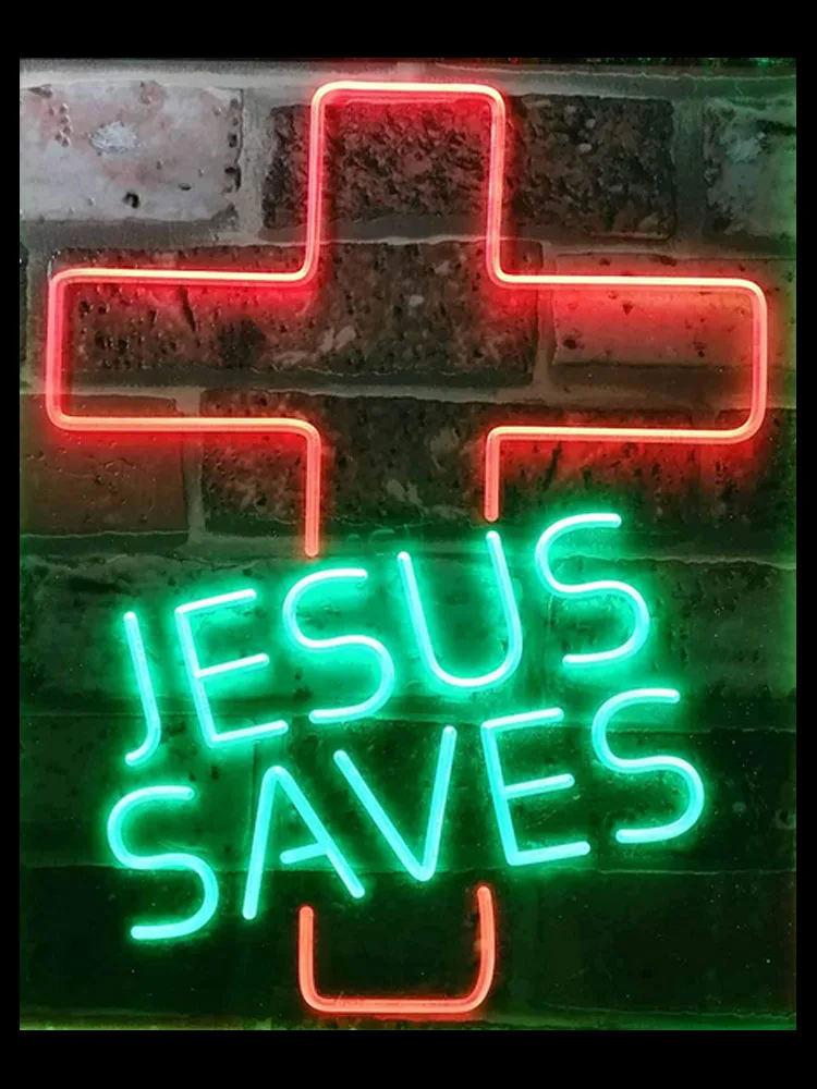 

Неоновая вывеска для организаций и магазинов для Jesus Saves крест, дома, отеля, пляжные отдыха игровая комната Polis Signage магазин обмен валюты знак ...
