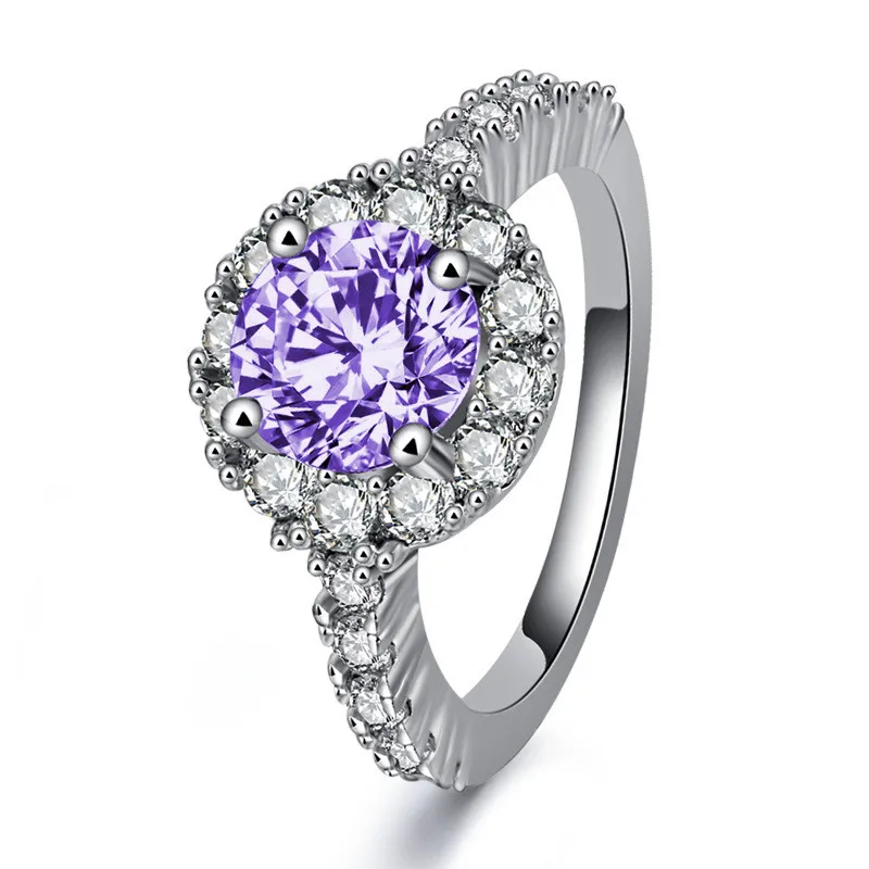 Модные разноцветные кольца с кристаллами аметистом цитрином бриллиантами из