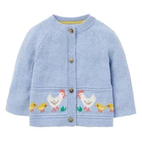 little maven kids girls clothes lovely light blue sweater with little chicks cotton sweatshirt autumn outfit for kids 2 to 7year