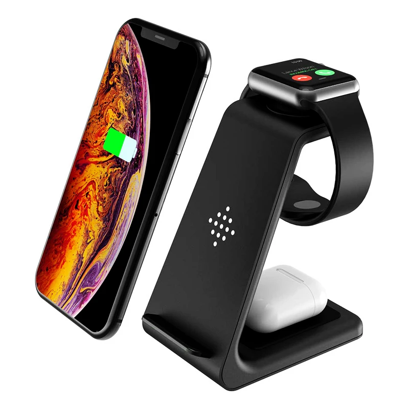 

Беспроводное зарядное устройство 3 в 1 для Apple Watch 6/SE/5/4/3/2/1 44 мм 40 мм 42 мм 38 мм Iphone Airpods Pro 10 Вт, подставка для быстрой беспроводной зарядки