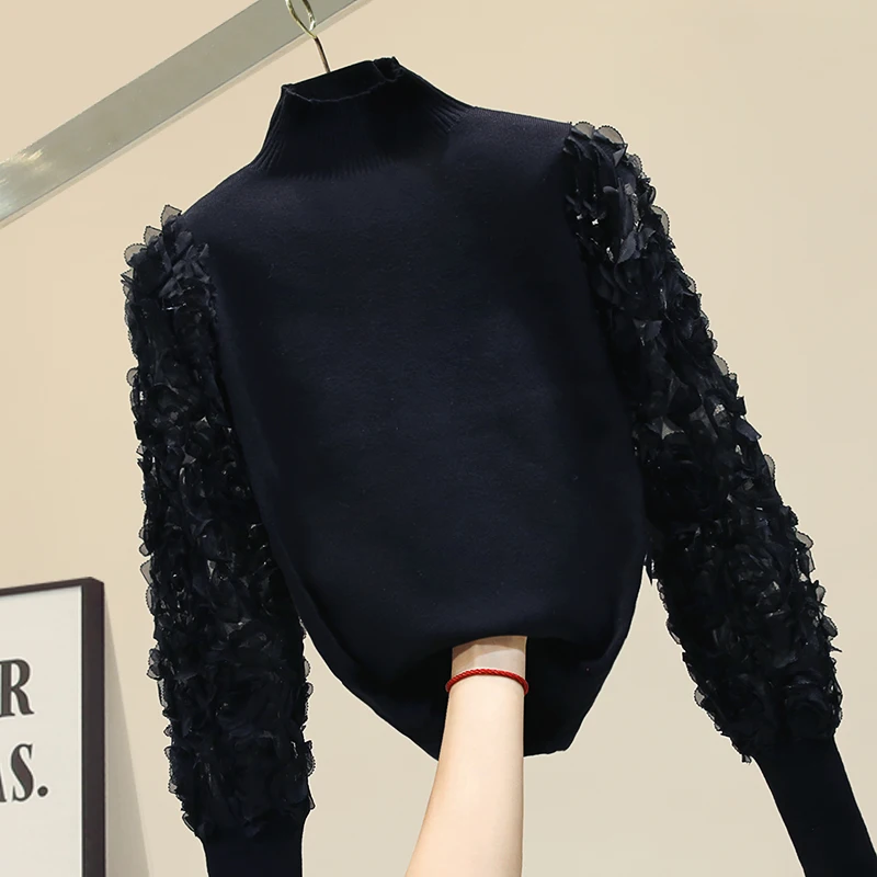 Свитер с воротником-хомутом женский новый толстый свитер длинным