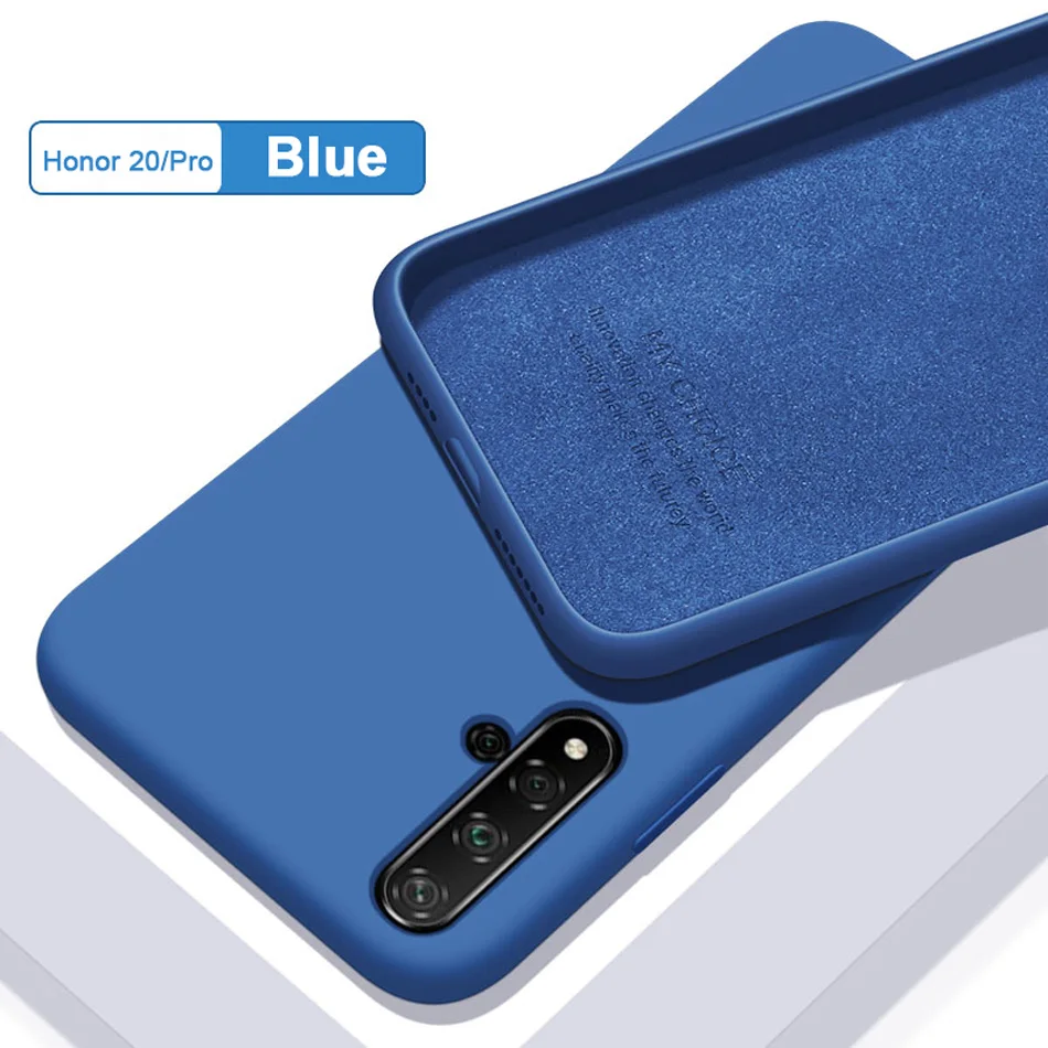 Синий Приятный для кожи чехол для huawei Nova 5T жидкие Силиконовые чехлы huawei Nova 5T тонкий, мягкий, из полиуретана покрытие из микрофибры Capas huawei Nova 5T - Цвет: Синий