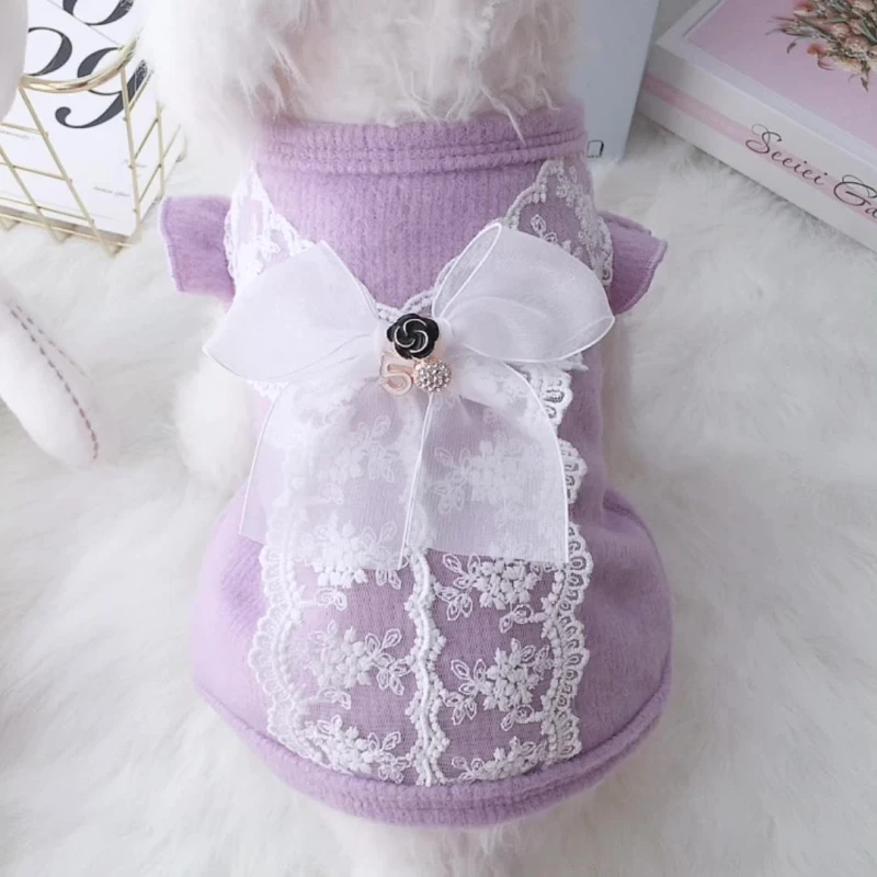 

Cute Lace Dog Shirt Cat Chihuahua Puppy Doggie Small Dog Costume Vest Yorkshire Schnauzer Shih Tzu Poodle Bichon Clothing Outfit