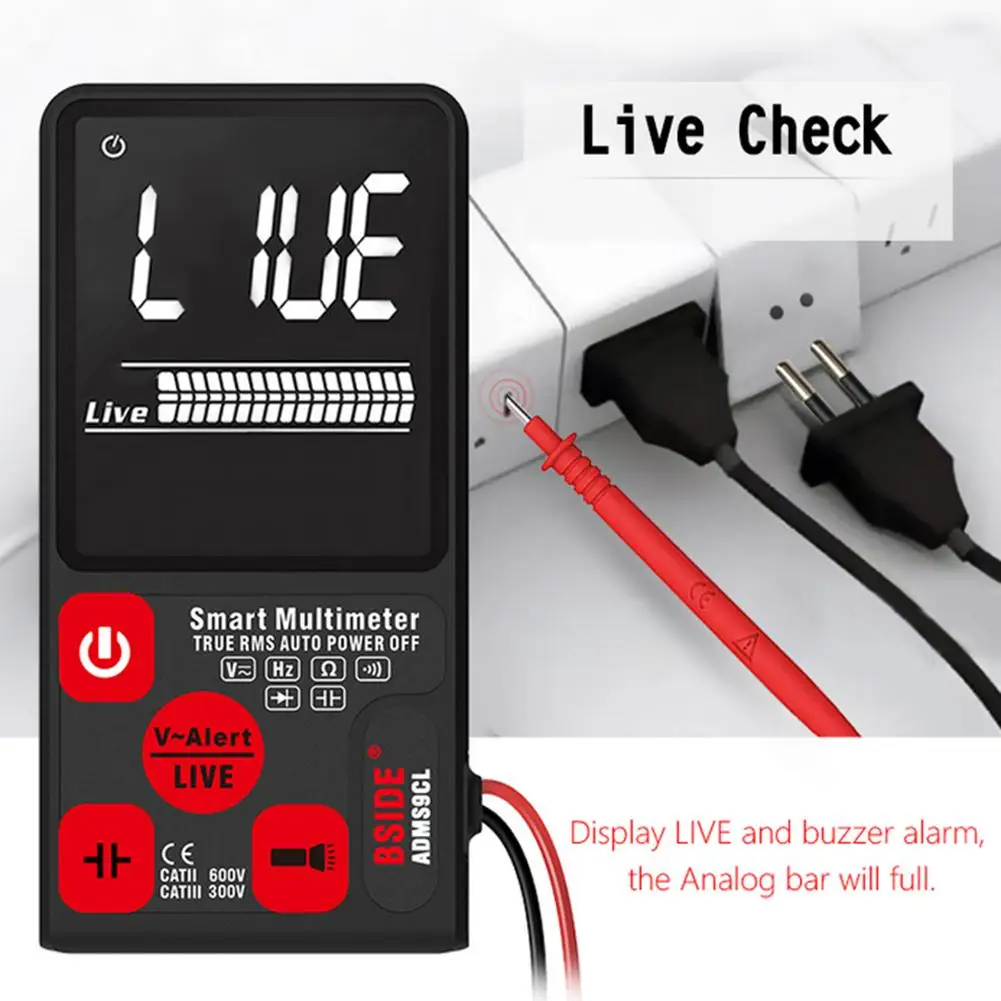 BSIDE ADMS9CL Portable Digital Multimeter 3.5inch Large LCD Display Voltmeter 3 Lines Mater AC DC NCV Resistance Tester Tool