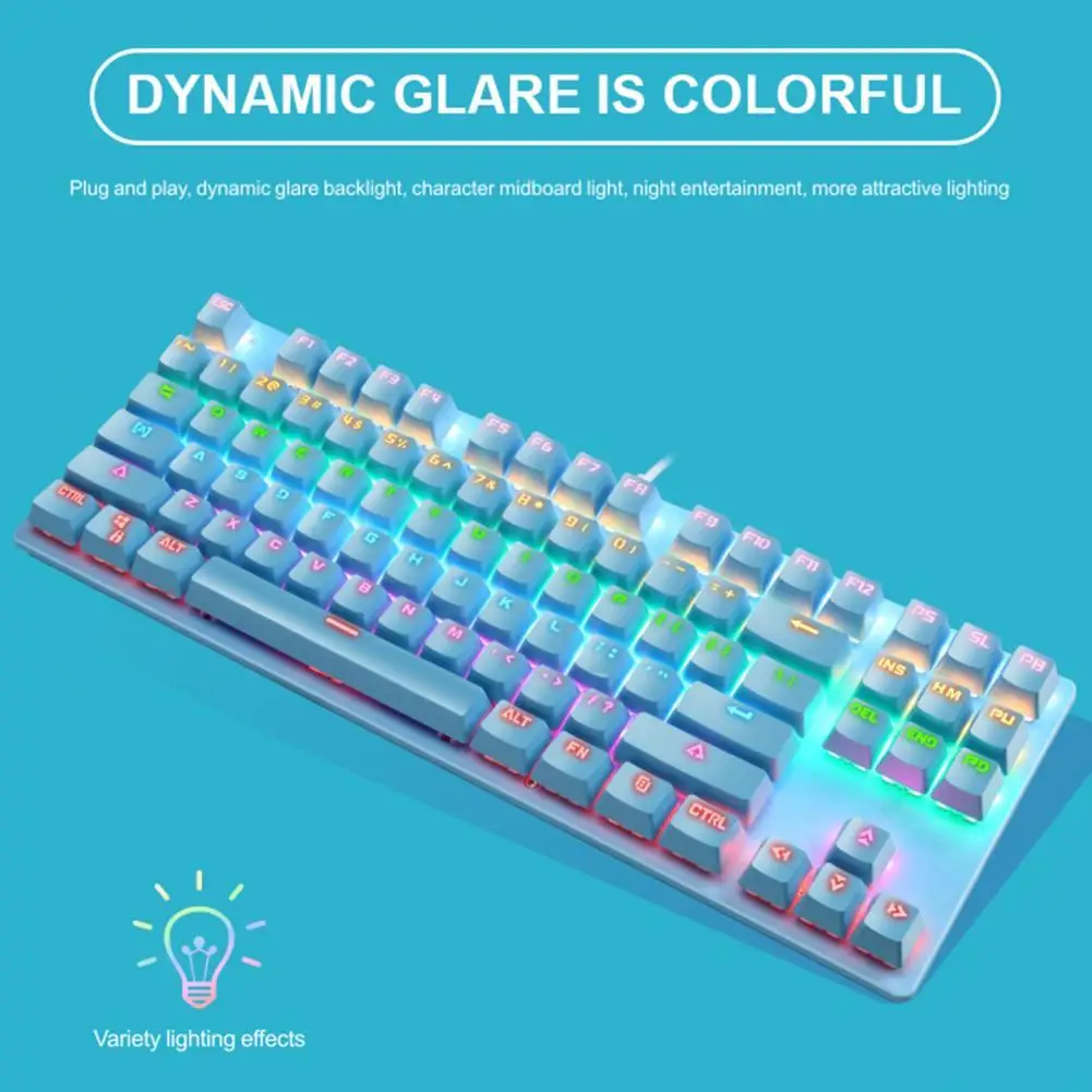 

K7 green Wired Mechanical Keyboard e-sports Gaming Keyboard RGB Mix Backlit 87 USB Keyboard For Game Laptop PC