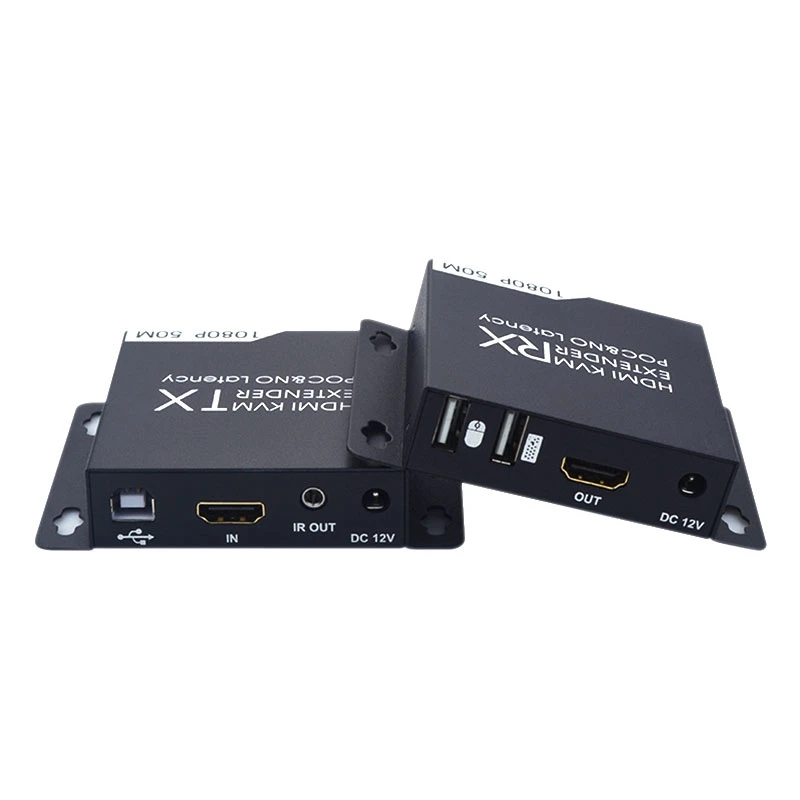 

50M HDMI KVM Extender HD 1080P CAT6 CAT6A CAT7 TX and RX IR Remote Support USB Mouse Keyboard POC Power Supply EU Plug