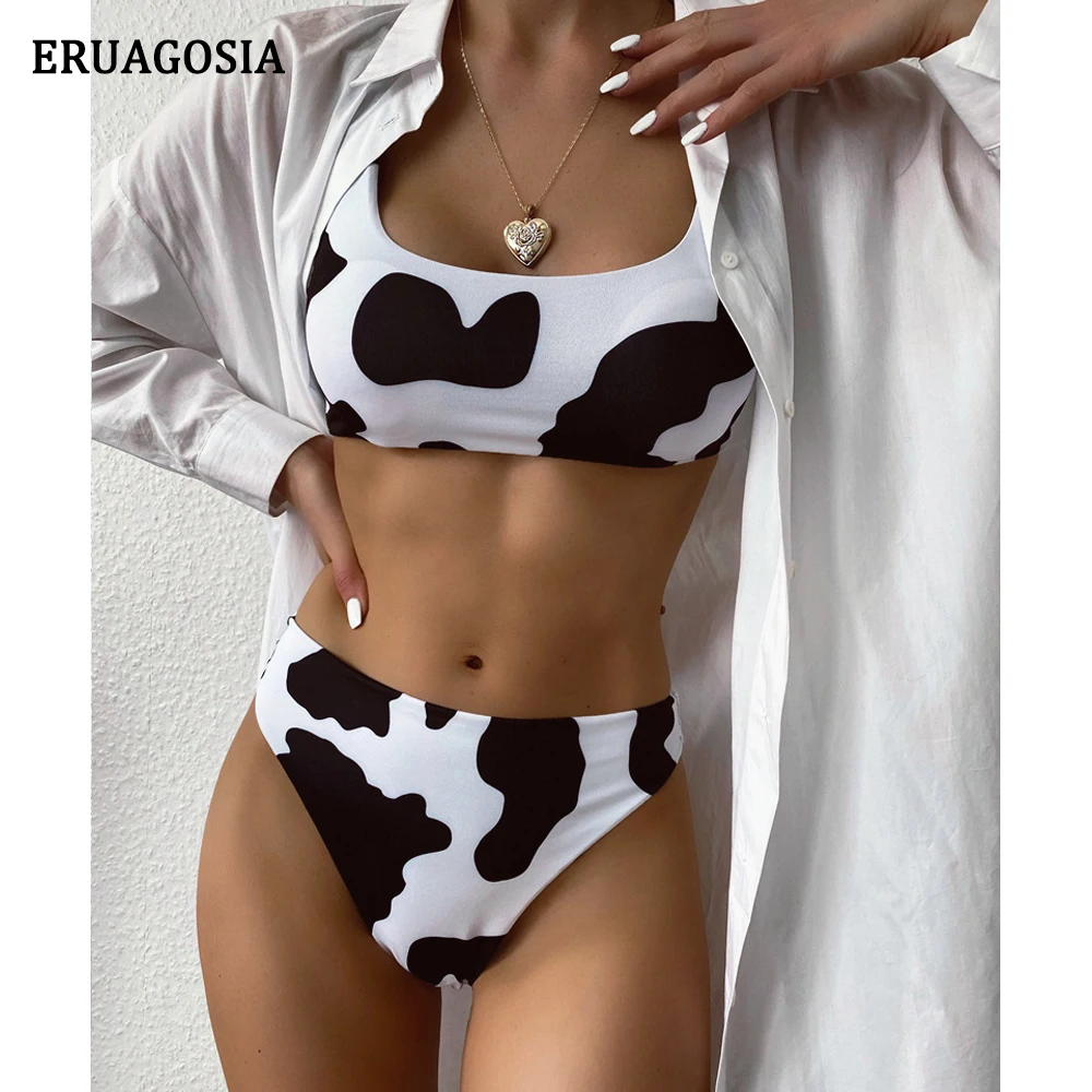 Бикини с принтом коровы 2020 Biquinis Раздельный купальник комплект бикини пуш ап