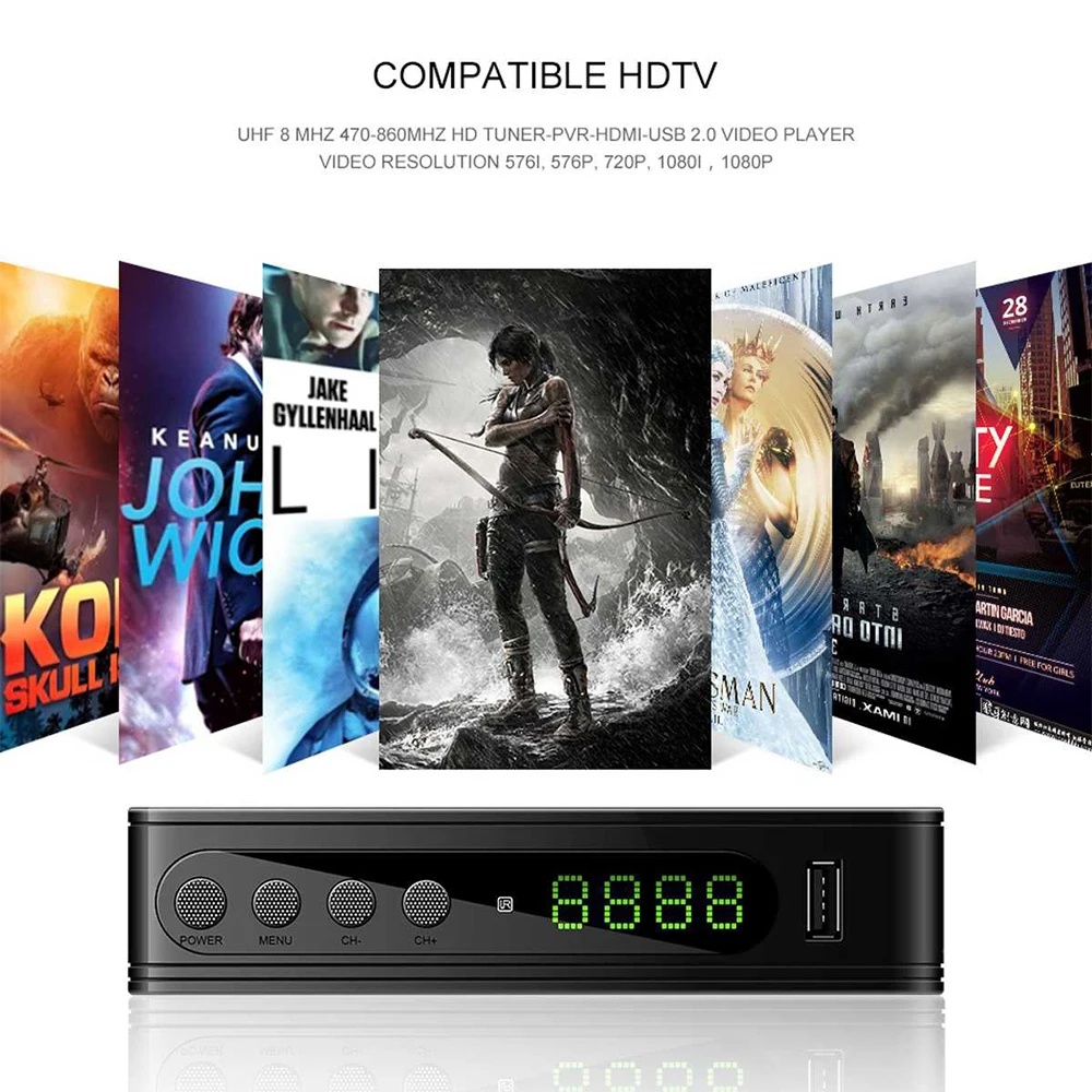 HD1080p ТВ приемник U2C DVB-T2 ТВ-приставка тюнер приемник для монитора адаптер USB2.0 тюнер приемник декодер Dvbt2