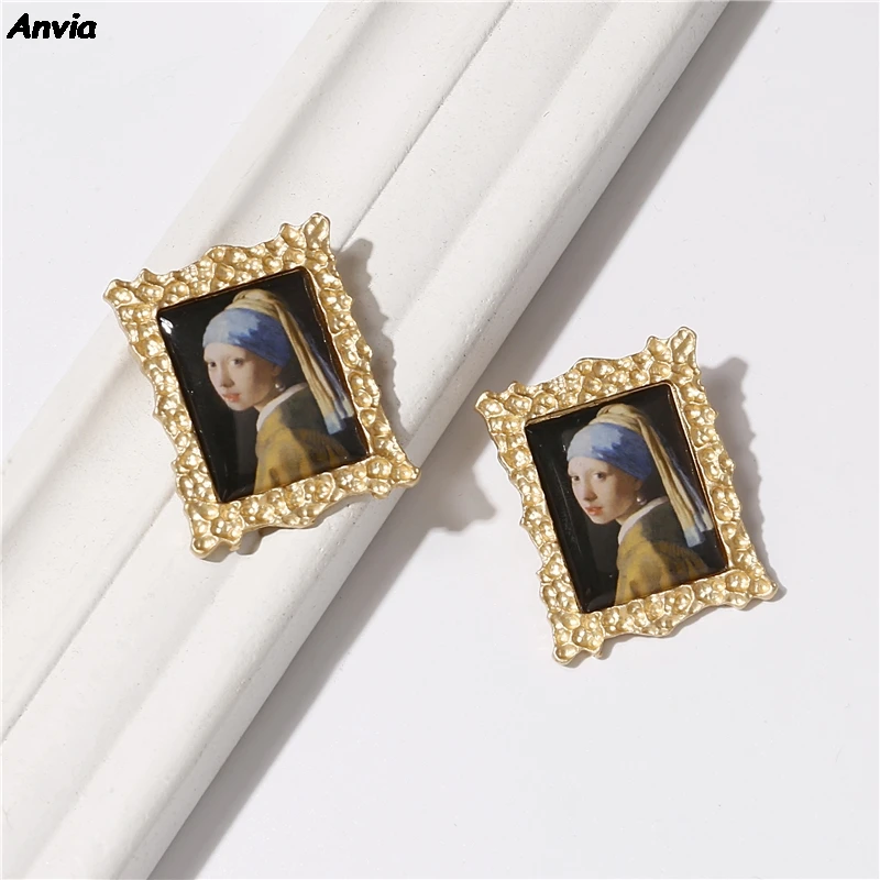 Женские серьги гвоздики с изображением дукера Моны Лизы Винсента Ван Гога