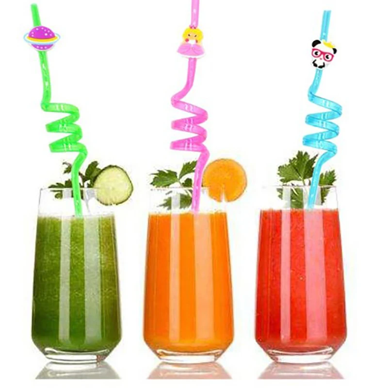 

1Pcs Cartoon Panda Plastic Spiral Drinking Straws Children Use Birthday Party Bar Club Juice Wine Cup