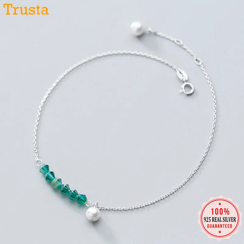 Trustdavis 100% 925 пробы серебристый зеленый циркон Женский синтез подарок на день