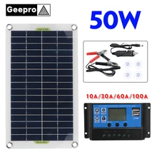 50w Solar Panel Kit Complete 12V USB Type C With 60/100A Controller Solar Cells for Car Yacht RV Moblie Phone Battery Charger