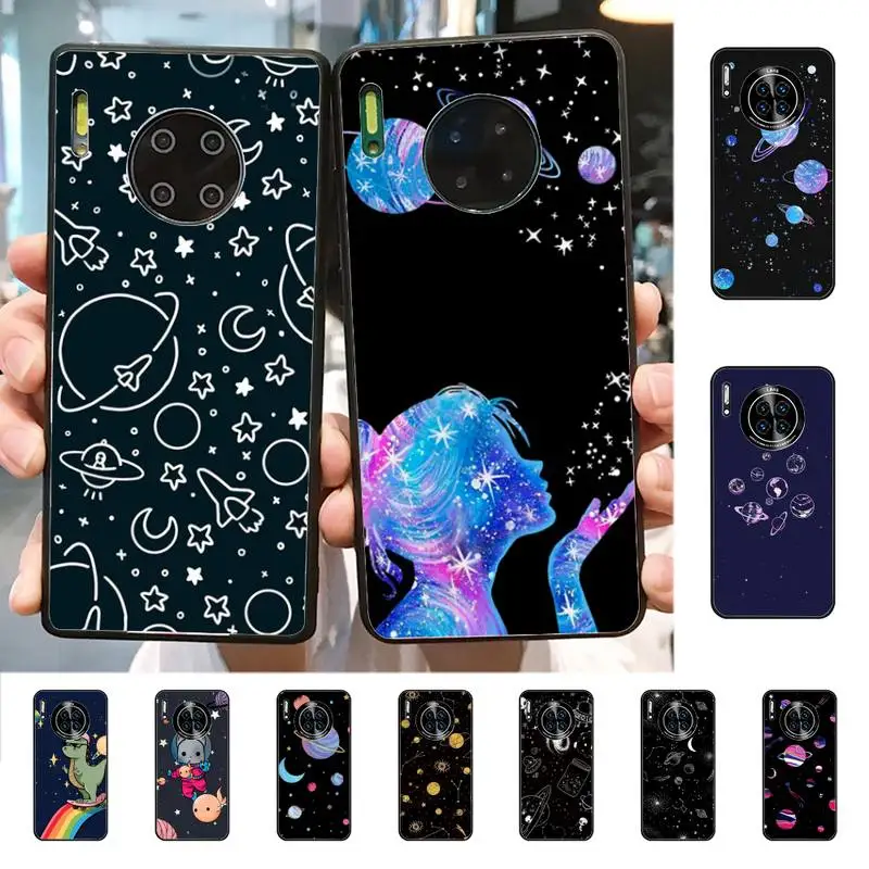 

YNDFCNB Outer Space Planet Moon Spaceship Phone Case for Huawei Mate 20 10 9 40 30 lite pro X Nova 2 3i 7se