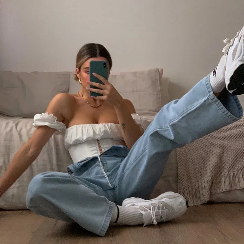 Женская футболка с коротким рукавом однотонная Повседневная квадратным вырезом