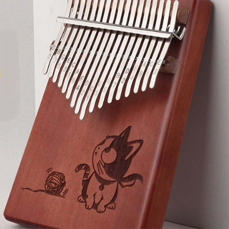 Калимба 17-клавишное красное дерево пианино с рисунком животных детский