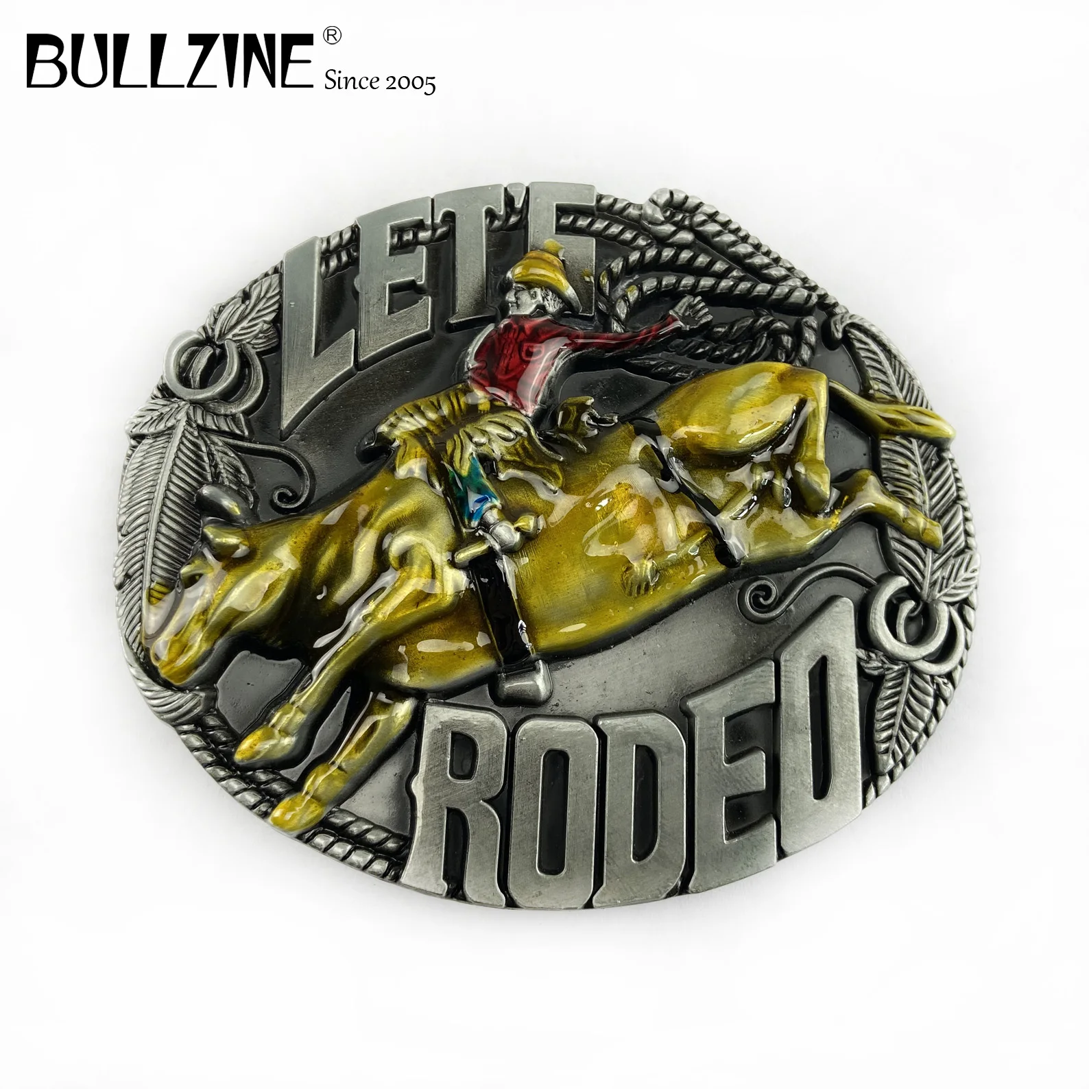 В Bullzine Родео пряжки ремня с оловянной отделкой FP 02627 подходит для детей на возраст