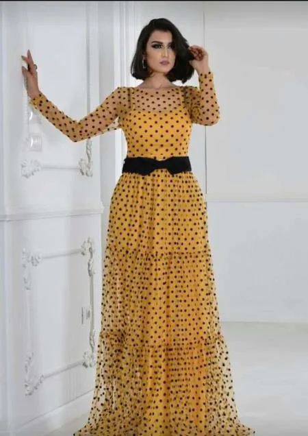 

Robe AfricaineNew Fashion Polka Dot Mesh Dresses For Women Plus Size Party Gowns Ladies Ankara Dashiki Clothing