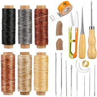 kaobuy leather sewing kit with large eye stitching needles waxed thread leather sewing tools for beginner leather repair tool