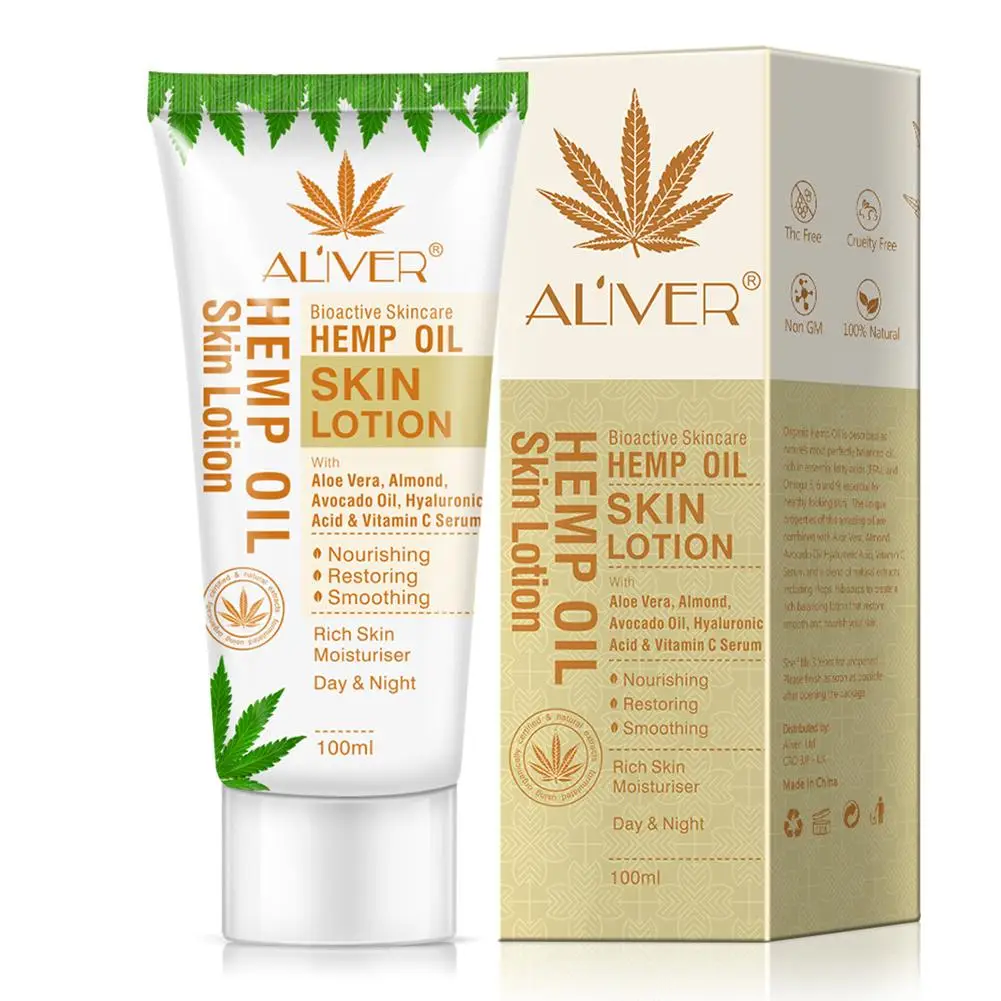 

100ML Aloe Vera Hemp Oil Body Skin Lotion Whitening Skin Nourishing Moisturizing Body Care Cream For Women Natural Herbal Cream