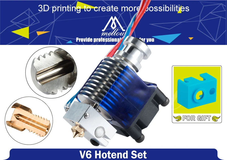 Mellow Top Quality All Metal V6 J-head Hotend Bowden Extruder Kit For E3d V6 Hotend Cooling Fan Bracket Block 3D Printers Parts