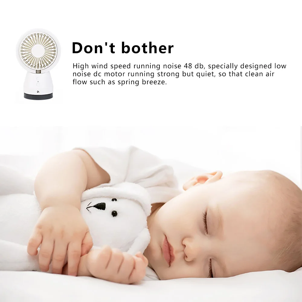 Портативный мини вентилятор перезаряжаемый бесшумный Настольный для очистки