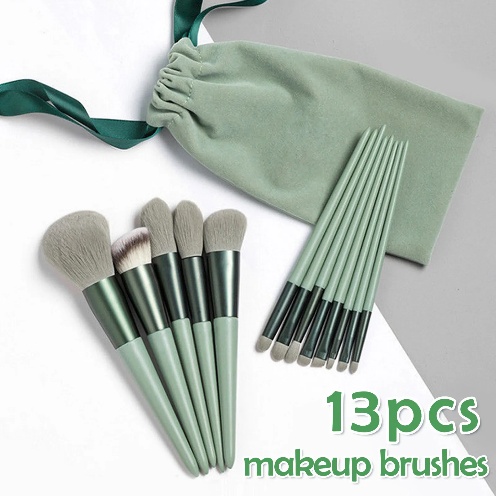 

13PCS Makeup Brushes Set Lip Eye Shadow Eyebrow Blending Blush Concealer Foundation Loose Power Brushes with Bag for Women Girls