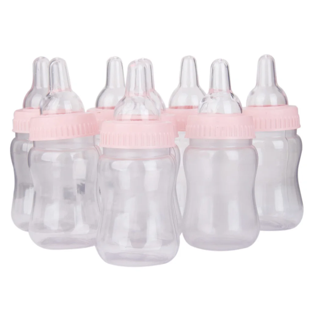 12x Milk Bottles Baby Shower Christening Favors Party Decor Girls Boys Pink | Дом и сад