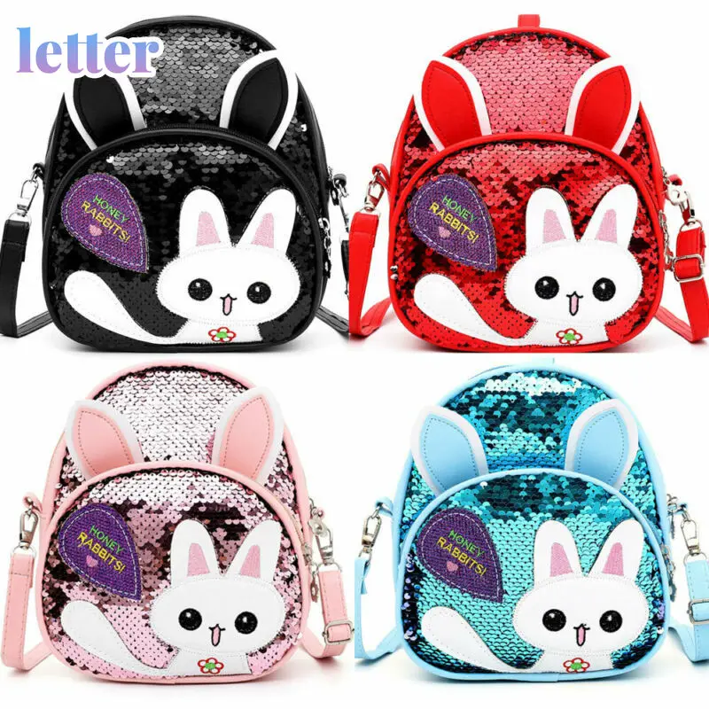

2019 New Lovely Kids Baby Backpack Cartoon Bag Sequined Children Girls Cat School Bag 5 Colors