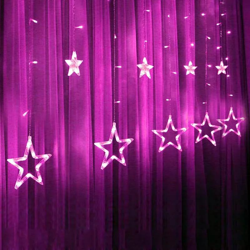Светодиодные рождественские гирлянды-занавески в виде луны и звезд 2 5 м | Дом сад