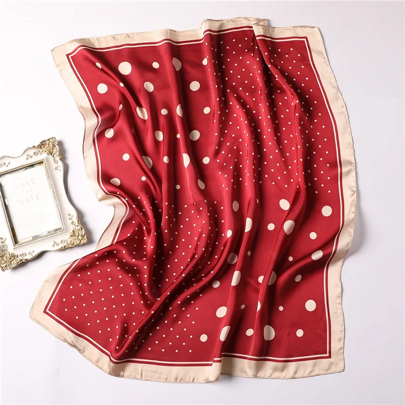 

2020 small size scarf for women summer hijabs silk scarves square dot print fashion foulard bandana Handkerchief 70*70cm