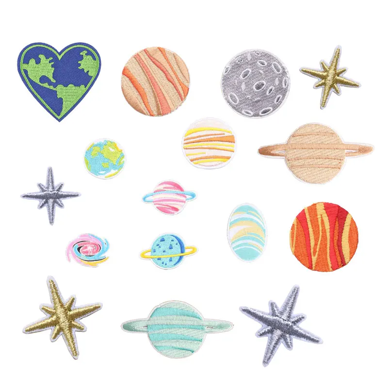 Нашивки с планетами для одежды вышитая аппликация НЛО термоклейкие значки в