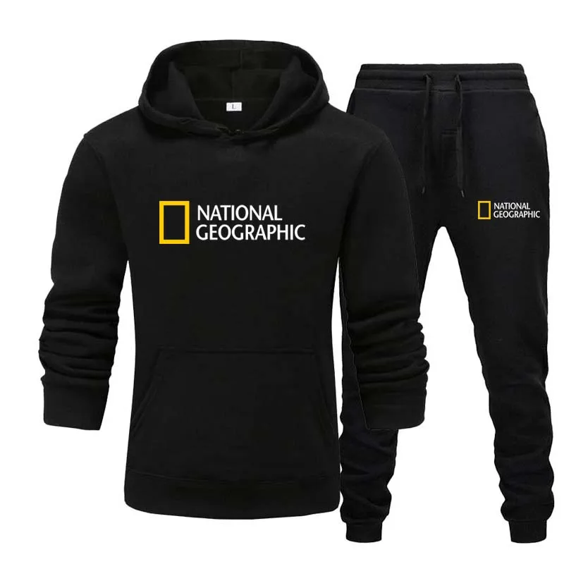 

2022National Geographic-Mannen Sweater En Broek Pak, Casual Sportswear, Hoodie, nieuwe Herfst En Winter Collectie, 2 Delige Set
