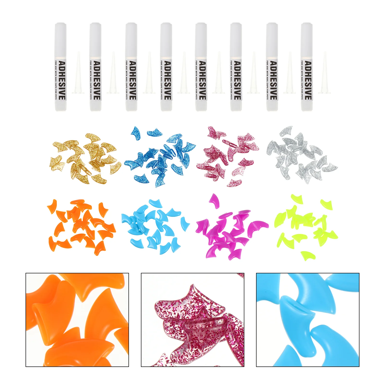 

160pcs Pet Cat Nail Caps Protective Kitten Claw Covers with 8 Nail Caps Glues