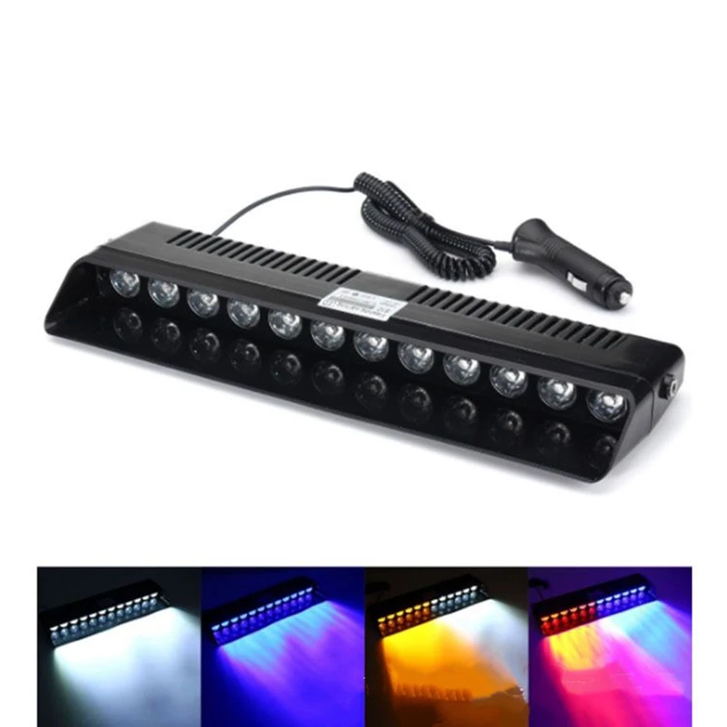 12 светодиодов красный синий желтый автомобильный полицейский стробоскоп