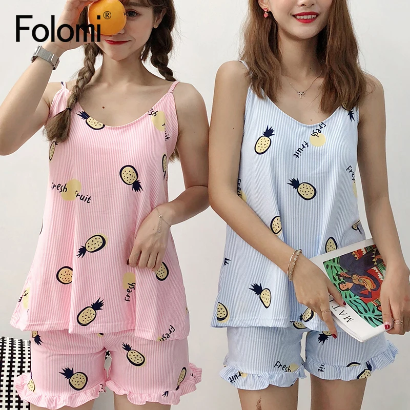 Удобные пижамы для женщин топы сна милые с мультяшным принтом белье костюм