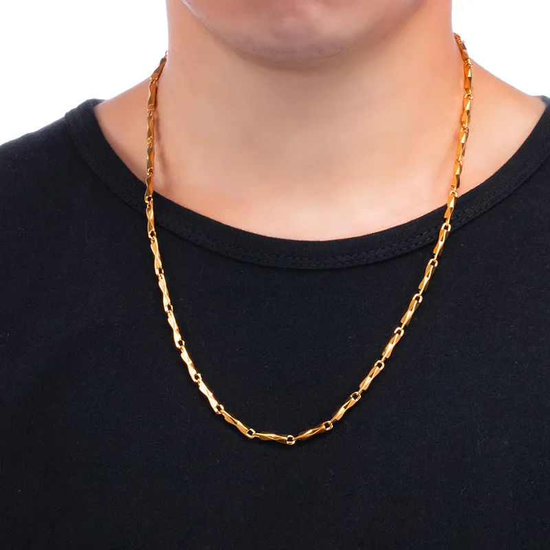 Ожерелье Палочка из нержавеющей стали для мужчин и женщин стильная бижутерия