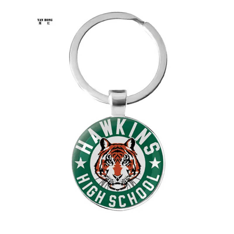 Модное металлическое кольцо для ключей Hawklns старшей школы стеклянный круглый