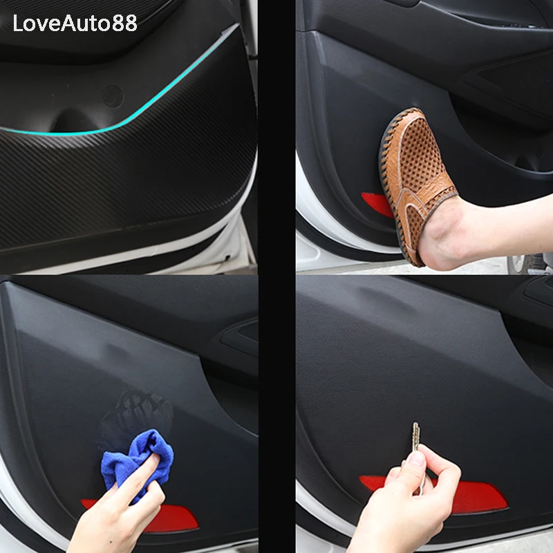 4 шт. автомобильный Стайлинг кожаный защитный коврик для двери анти ударный